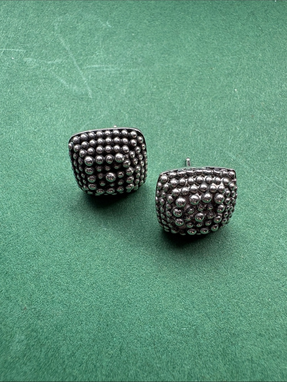 John Hardy vintage granulated bead square earrings
